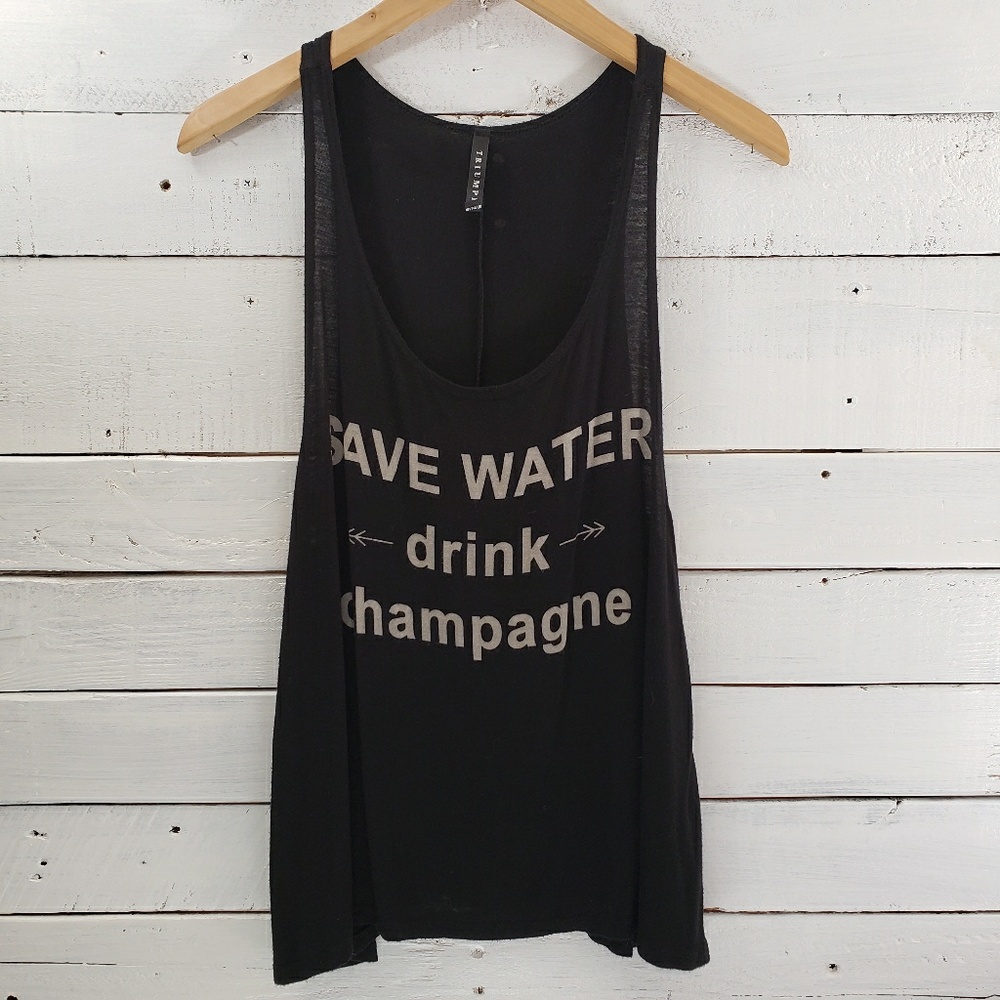 Triumph Save Water Drink Champagne Black Tank